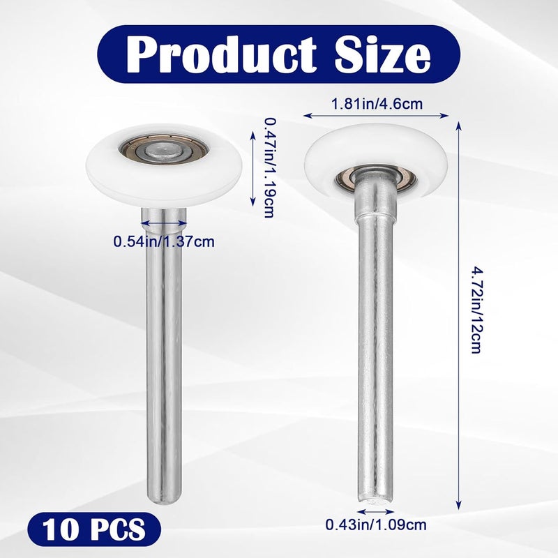 AojSup 10 Pcs 1.8 inch Garage Door Rollers with 4.7 inch Stem, Quiet Garage Door Wheel Replaceable, Nylon Garages Roller Replacement for Garages, Barns, Warehouses - Image 2